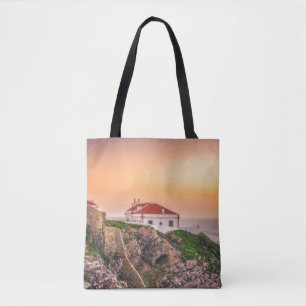 Cabo Sao Vicente op zonsondergang Algarve, Portu Tote Bag