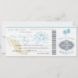 Cabo Save the Date Boarding Pass to Mexico