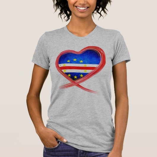 Cabo Verde Bow Heart Flag T-shirt (Voorkant)