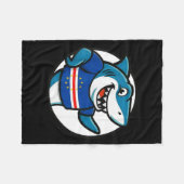 Cabo Verde Flag Shark Funny Cabo Verdean  Fleece Deken (Voorkant (Horizontaal))