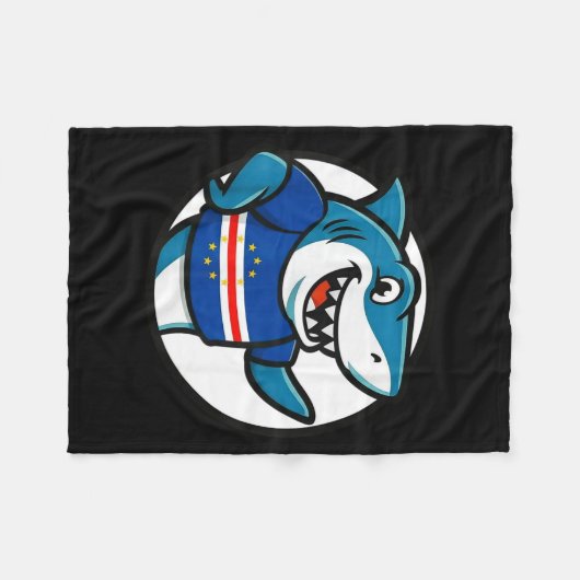 Cabo Verde Flag Shark Funny Cabo Verdean  Fleece Deken (Voorkant (Horizontaal))
