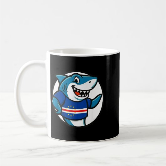 Cabo Verde Flag Shark Funny Cabo Verdean  Koffiemok (Links)
