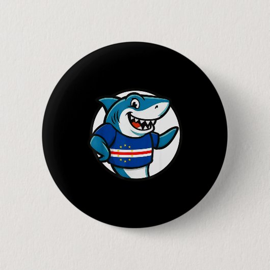 Cabo Verde Flag Shark Funny Cabo Verdean  Ronde Button 5,7 Cm (Voorkant)