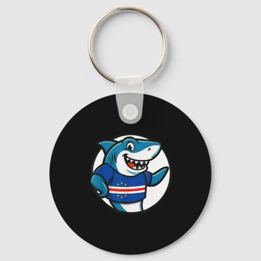 Cabo Verde Flag Shark Funny Cabo Verdean Sleutelhanger (Voorkant)