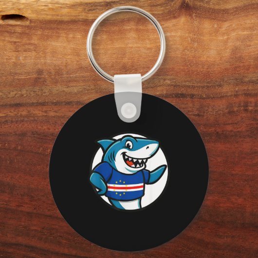 Cabo Verde Flag Shark Funny Cabo Verdean  Sleutelhanger (Voorkant)