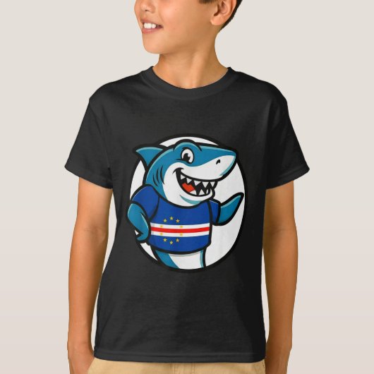 Cabo Verde Flag Shark Funny Cabo Verdean T-shirt (Voorkant)