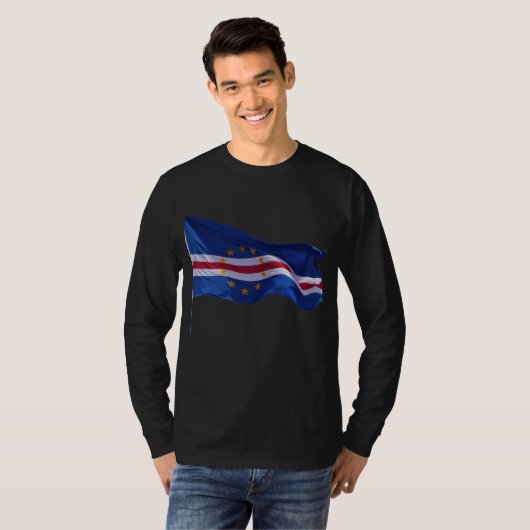 Cabo Verde Flag Waved T-shirt (Voorkant volledig)