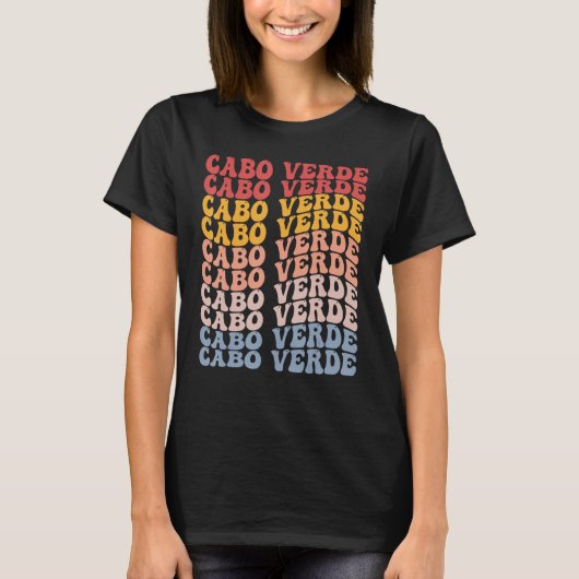 Cabo Verde Groovy Retro Cape Verdean T-shirt (Voorkant)