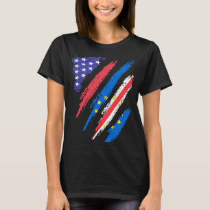 Cabo Verdean American Patriot Grown Heart Flag Str T-shirt