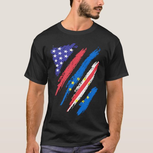 Cabo Verdean American Patriot Grown Heart Flag Str T-shirt (Voorkant)