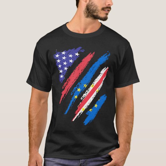 Cabo Verdean American Patriot Grown Heart Flag Str T-shirt (Voorkant)