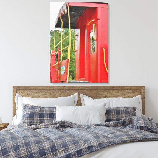 Caboose Adirondack trein landschap Canvas Afdruk (Insitu (Slaapkamer))