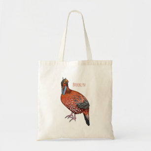 Cabot's tragopan vogel cartoon illustratie  tote bag