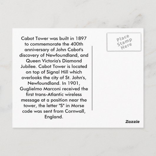 Cabottoren Briefkaart (Achterkant)