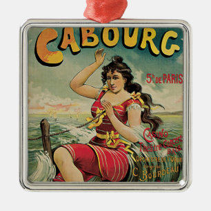 Cabourg, Frankrijk Strand Resort, Vintage Reis Kun Metalen Ornament