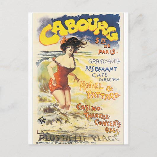 Cabourg Vintage Travel Poster Briefkaart (Voorkant)
