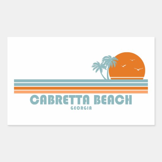 Cabretta Beach Sapelo Georgia Sun Palm Tree Rechthoekige Sticker (Voorkant)