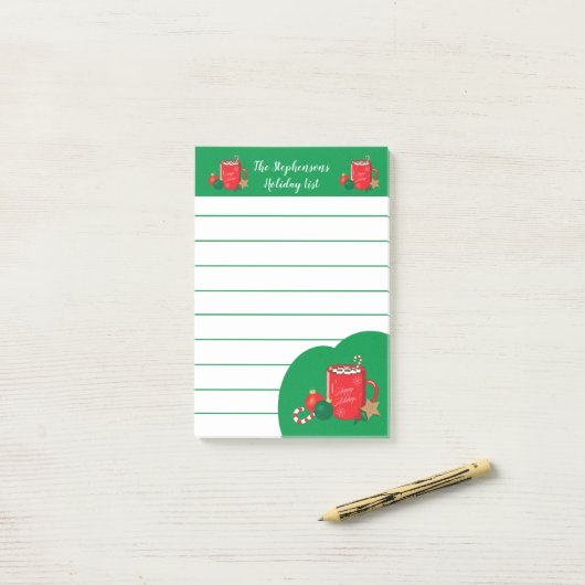 Caca Cup Red Green Holiday Family Post-It Notes (Op bureau)