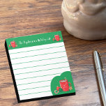 Caca Cup Rood Groen, speciaal aangepast kerstNotit Notitieblok<br><div class="desc">Een feestelijke rode en groene familie kerstgereed notitieblok met een rode cacaomok. Aangepaste tekst met het veld sjabloon. Dit ontwerp is ook beschikbaar als een post-it notitie. © ArianeC Illustraties-Alle rechten voorbehouden</div>
