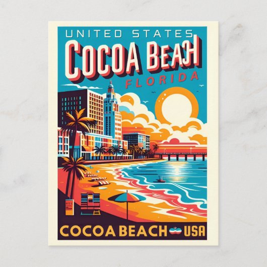 Cacao Beach City Florida kustlijn geschenken Briefkaart (Voorkant)