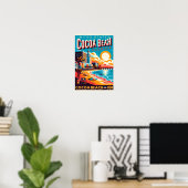 Cacao Beach City Florida kustlijn geschenken Poster (Thuiskantoor)