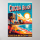 Cacao Beach City Florida kustlijn geschenken Poster (Voorkant)