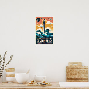 Cacao Beach City Florida kustlijn geschenken Poster