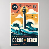 Cacao Beach City Florida kustlijn geschenken Poster (Voorkant)