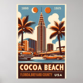 Cacao Beach City Florida kustlijn geschenken Poster (Voorkant)