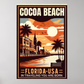 Cacao Beach City Florida kustlijn geschenken Poster (Voorkant)