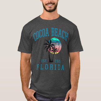 Cacao Beach Florida Beach Retro Sunset Palm Trees T-shirt