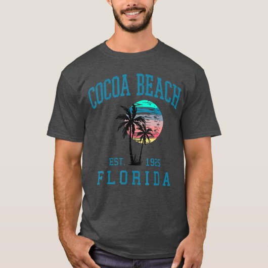 Cacao Beach Florida Beach Retro Sunset Palm Trees T-shirt (Voorkant)