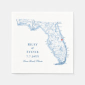 Cacao Beach Florida Kaart Elegante bruiloft Servet (Voorkant)