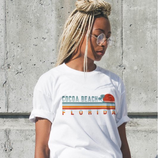 Cacao Beach Florida Retro Sunset Souvenirs 60s T-shirt