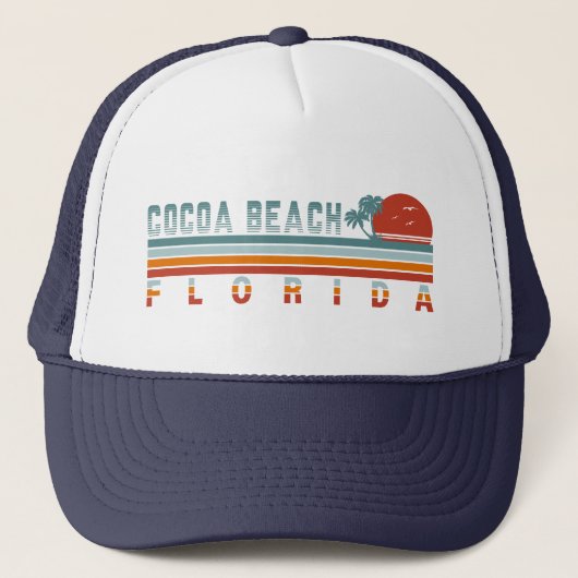 Cacao Beach Florida Retro Sunset Souvenirs 60s Trucker Pet (Voorkant)