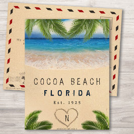 Cacao Beach Florida Zand Tropische palmbladeren Briefkaart