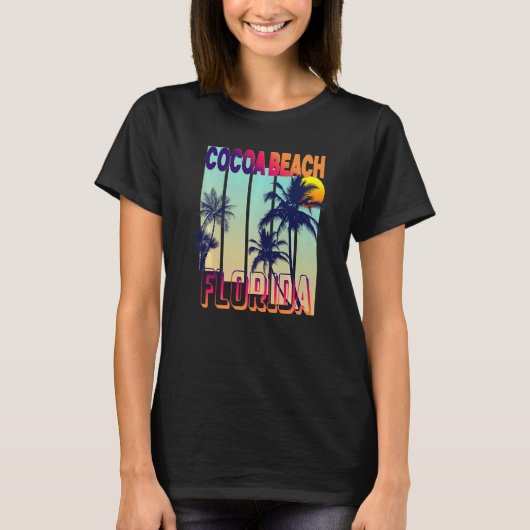 Cacao Beach Retro  stijl Palm Tree Premium T-shirt (Voorkant)