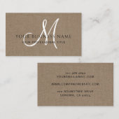 Cacao bruin linnen eenvoudig minimaal monogram visitekaartje (Voorkant / Achterkant)