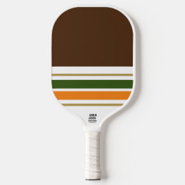 Cacao Bruin Wit Woud Sinaasappel Racing Stripes Pickleball Paddle
