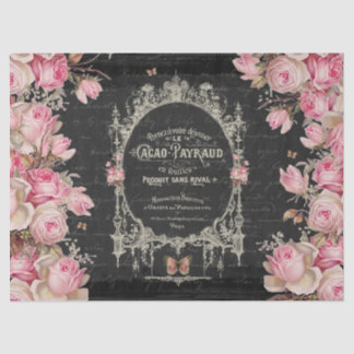 Cacao Chaud et Rozen Pink Butterflies Decoupage Tissuepapier