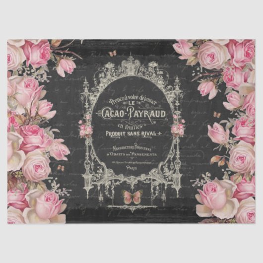 Cacao Chaud et Rozen Pink Butterflies Decoupage Tissuepapier (Voorkant)