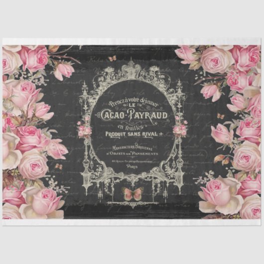 Cacao Chaud et Rozen Pink Butterflies Decoupage Tissuepapier (Voorkant)