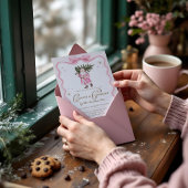 Cacao & Cookies Kerstfeest Retro Pink Santa Kaart