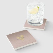 Cacao Cream Bruin Ombre Goud Glitter Hart Stenen Onderzetter (Zijkant)