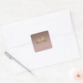 Cacao Cream Bruin Ombre Goud Glitter Hart Vierkante Sticker (Envelop)