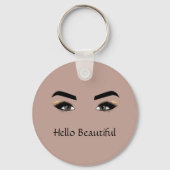 Cacao Crème Bruine Ogen Oogwimpers Sleutelhanger (Voorkant)