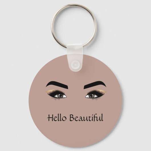 Cacao Crème Bruine Ogen Oogwimpers Sleutelhanger (Voorkant)