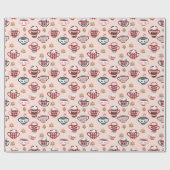 Cacao Cups & Christmas Cheer: Whimsical Pink Cadeaupapier (Vlak)