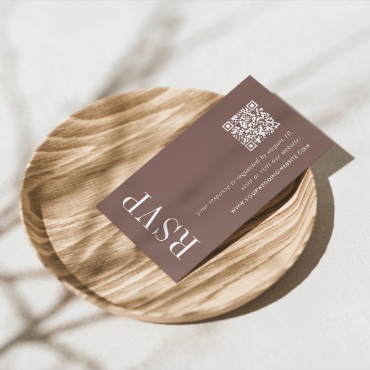 Cacao Earth Tone Bruiloft QR Code RSVP Informatiekaartje