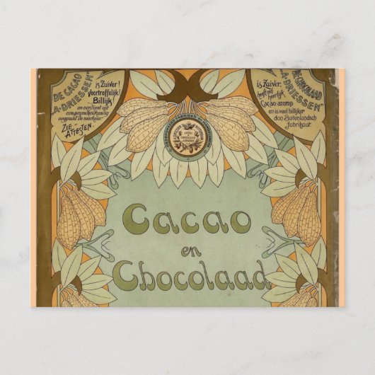 Cacao en Chocolade Dutch Chocolate 1900 Briefkaart (Voorkant)